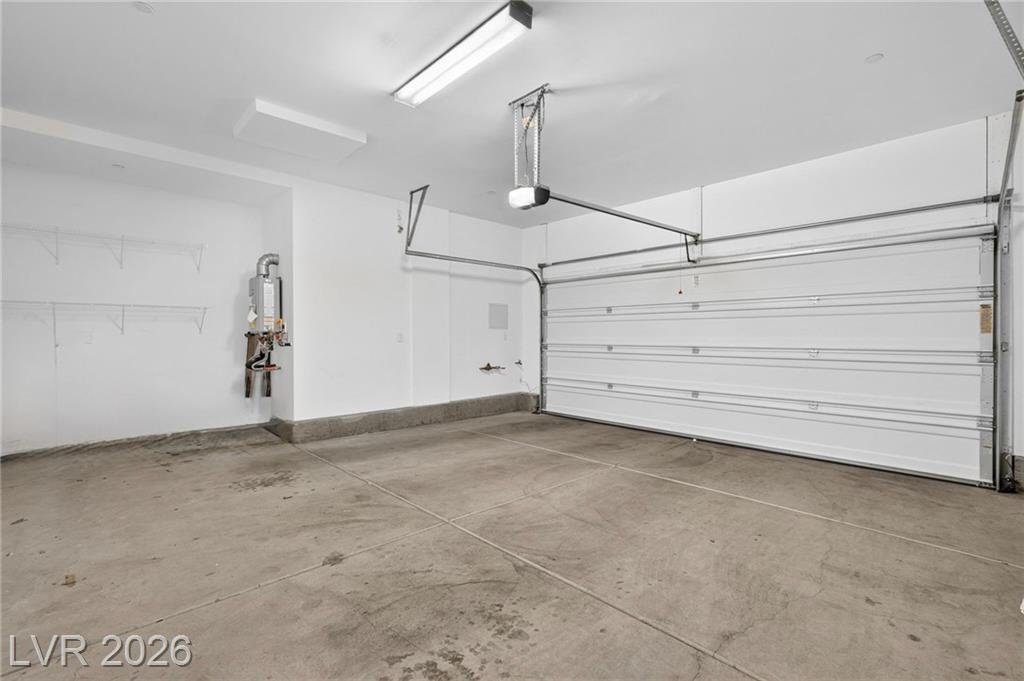 Two-car attached garage with extra storage