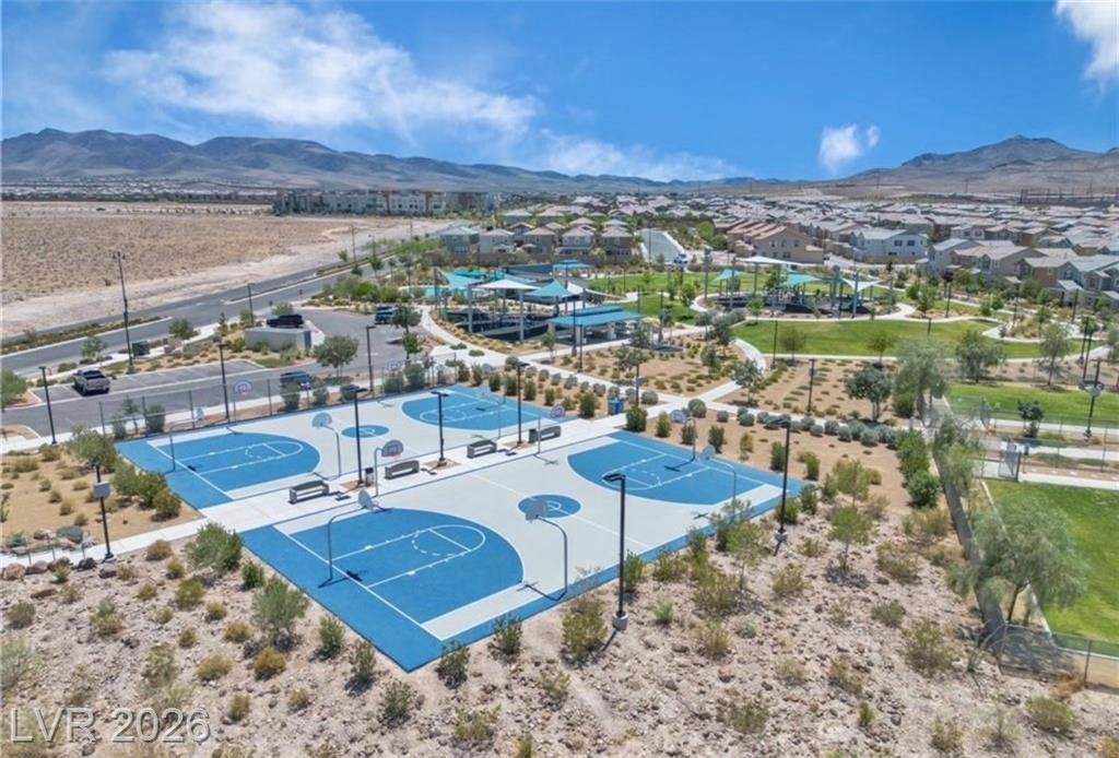 Aerial of the Inspirada basketball and pickleball courts