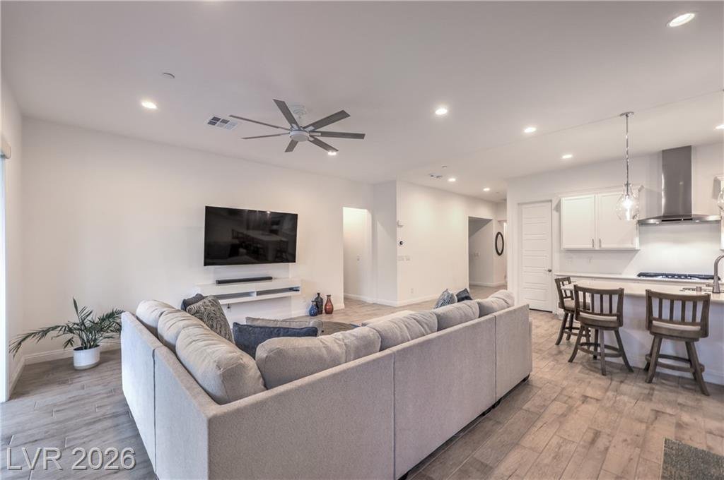 Family room looking toward the island kitchen