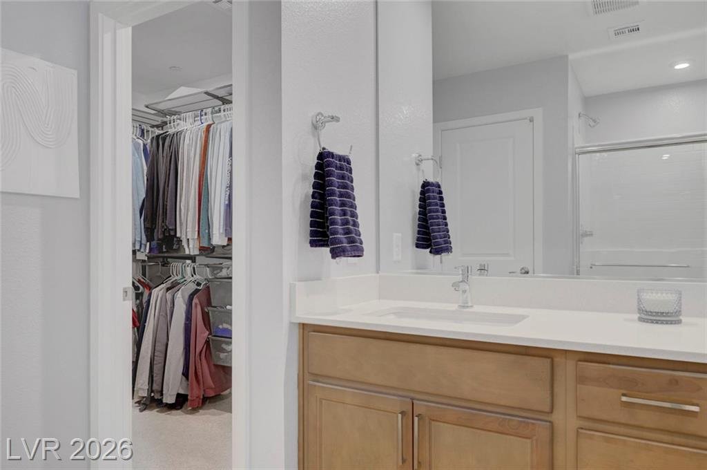Oversized walk-in shower in the primary bathroom