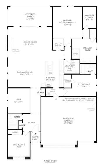 Floor plan for the Prato plan at Castano by Toll Brothers in Inspirada, Henderson NV