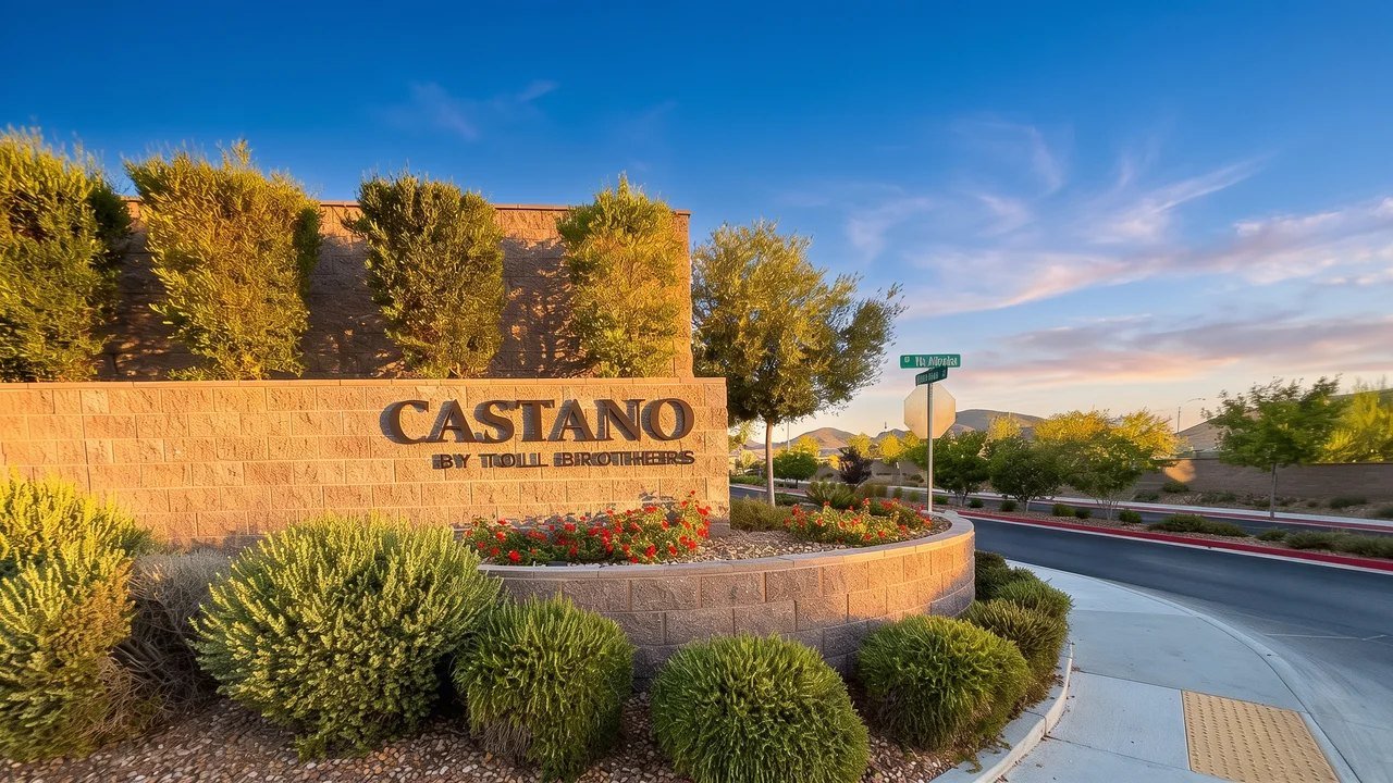 The Castano by Toll Brothers entrance monument in Inspirada, Henderson NV