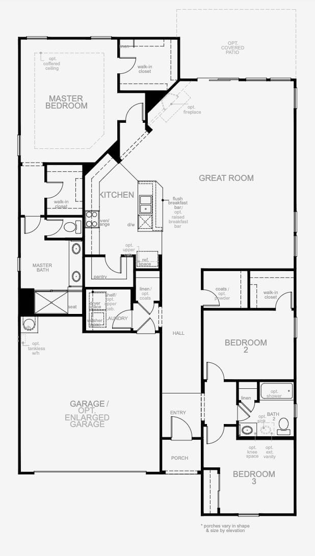 Enclaves Plan 2035 floor plan by KB Home in Inspirada, Henderson NV - 2,035 sq ft single-story with two-car garage