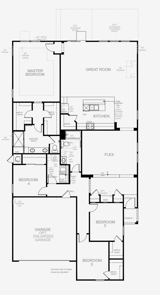Enclaves Plan 2401 floor plan by KB Home in Inspirada, Henderson NV - 2,401 sq ft, four bedrooms, flex room, two-car garage