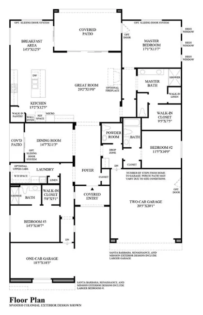 Alameda floor plan at Fortana Inspirada by Toll Brothers, 2,429 square foot single-story home