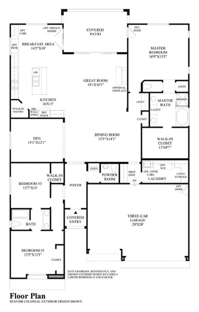 Brisbane floor plan at Fortana Inspirada by Toll Brothers, 2,576 square foot single-story home