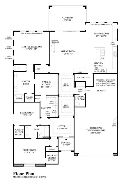 Carmel floor plan at Fortana Inspirada by Toll Brothers, 2,378 square foot single-story home