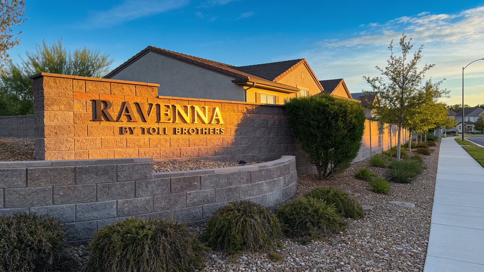 The Ravenna by Toll Brothers entrance monument in Inspirada, Henderson NV