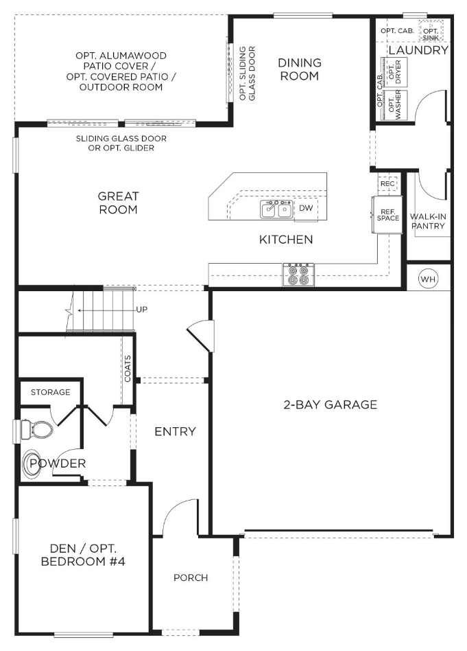 First floor plan for Plan 1 at Solano by Pardee Homes in Inspirada, Henderson NV, 2,187 square feet