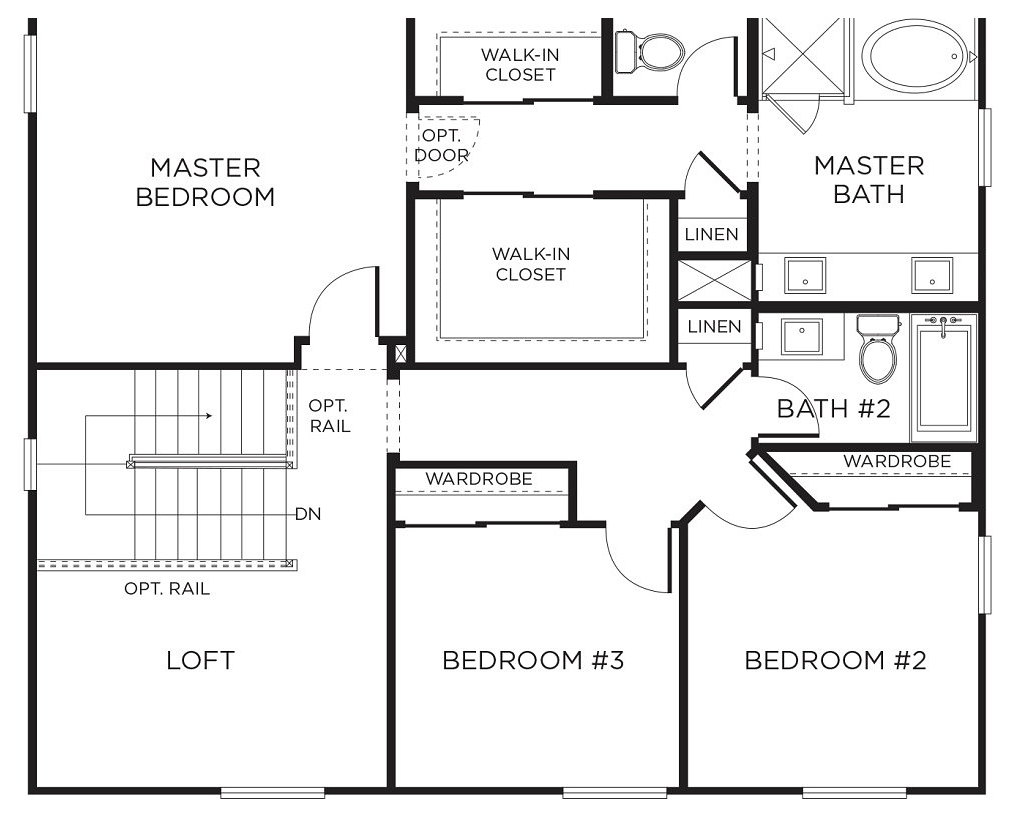 Second floor plan for Plan 1 at Solano by Pardee Homes in Inspirada, Henderson NV, 2,187 square feet