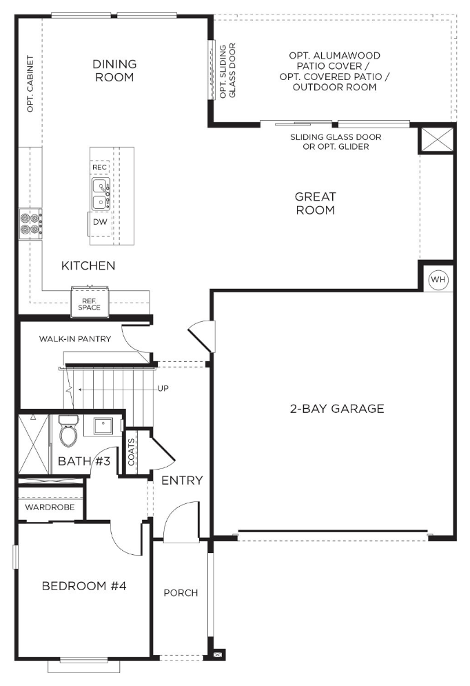 First floor plan for Plan 2 at Solano by Pardee Homes in Inspirada, Henderson NV, 2,267 square feet