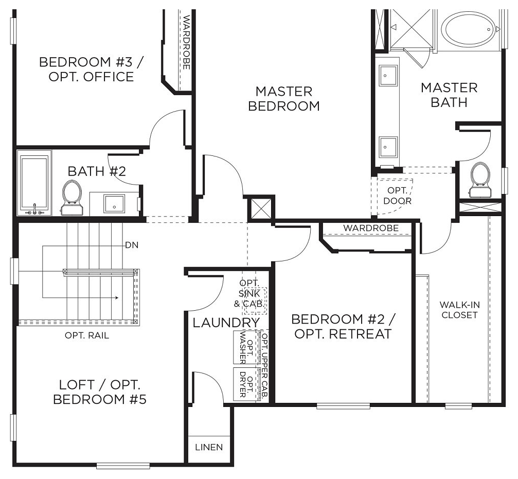 Second floor plan for Plan 2 at Solano by Pardee Homes in Inspirada, Henderson NV, 2,267 square feet
