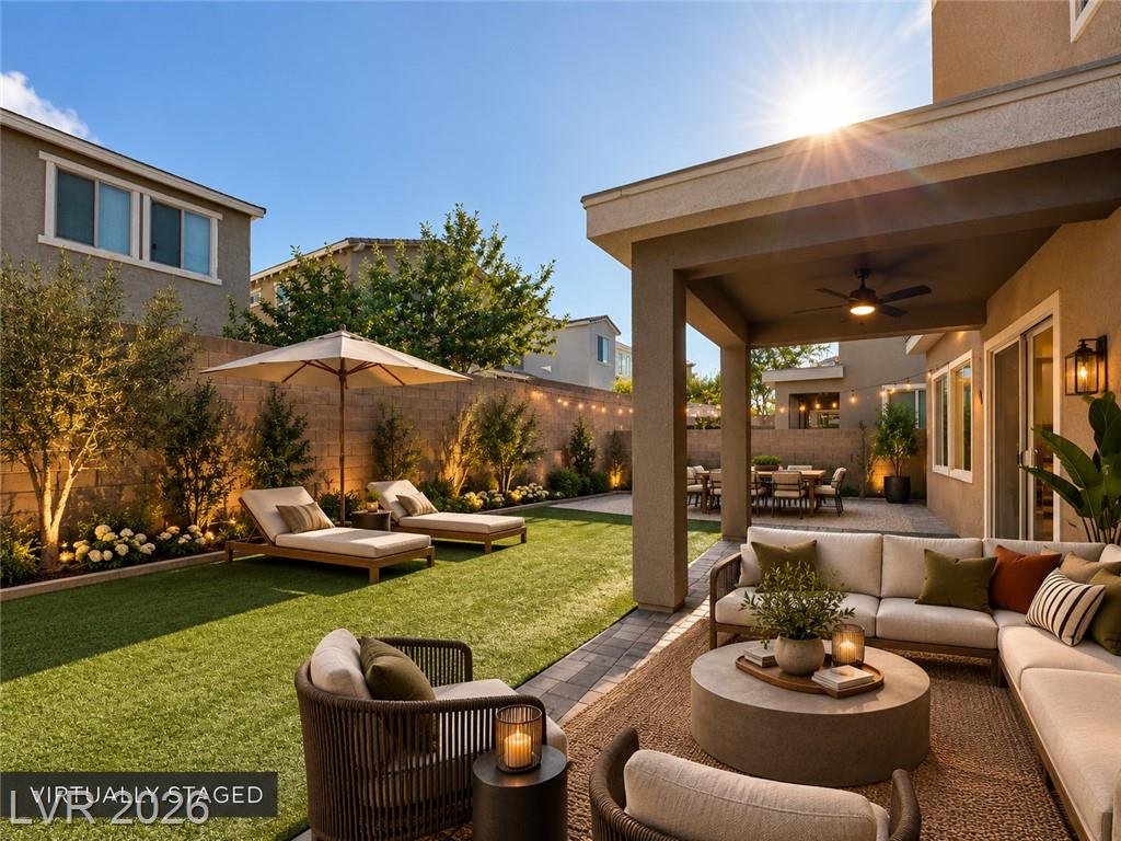 Patio of this Inspirada home in Henderson, Nevada