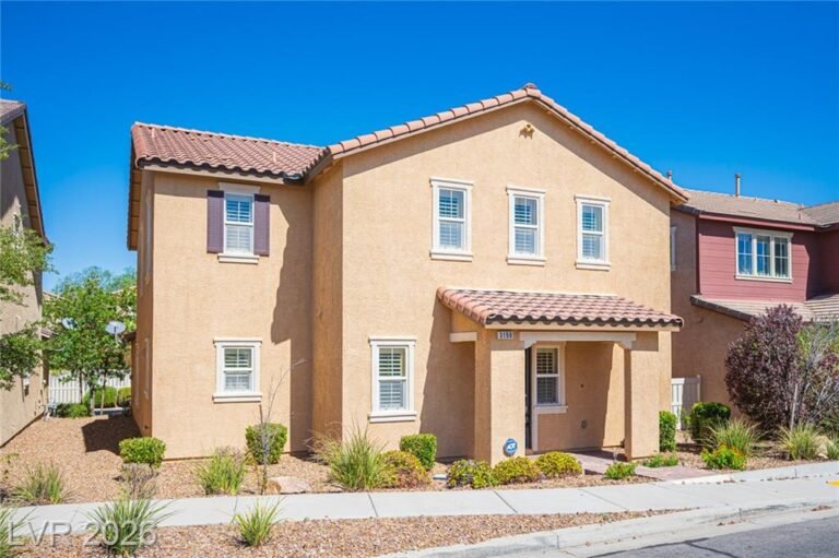 Front of 3198 Sisley Garden Avenue, a two-story KB Home in Inspirada with a tile roof