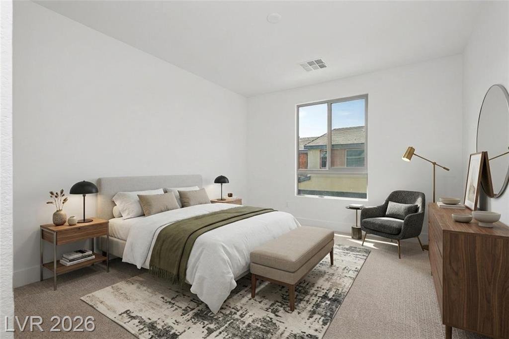 Bedroom of this Inspirada home in Henderson, Nevada