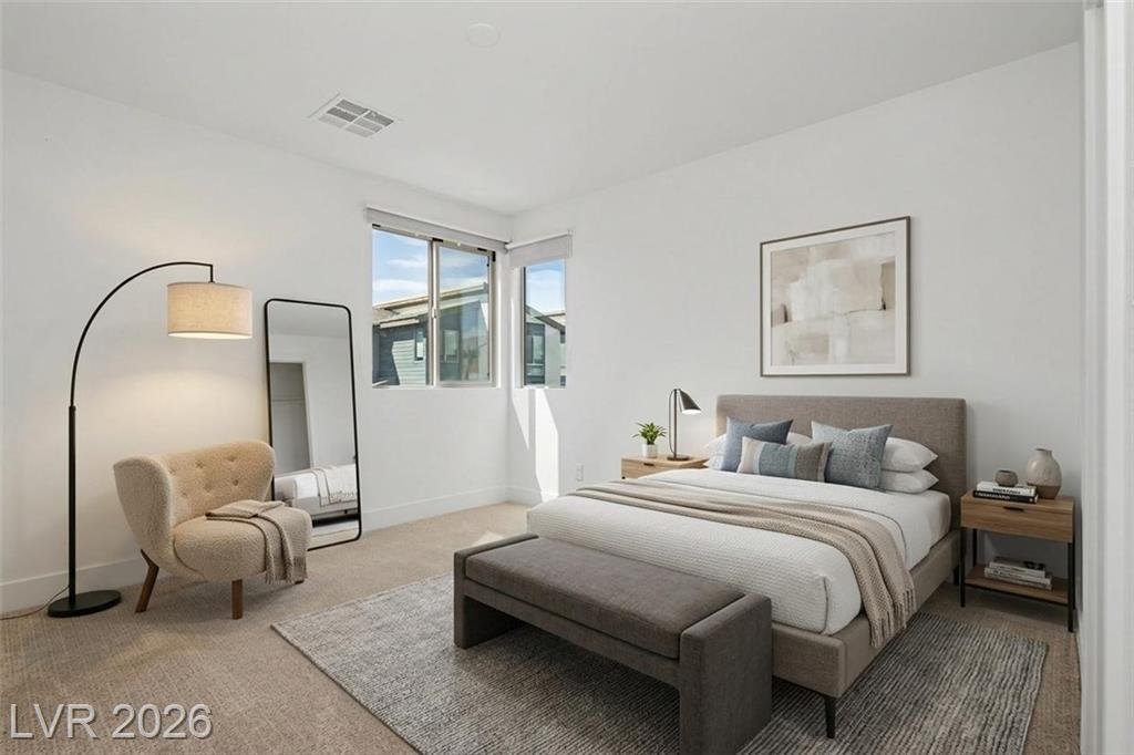 Bedroom of this Inspirada home in Henderson, Nevada