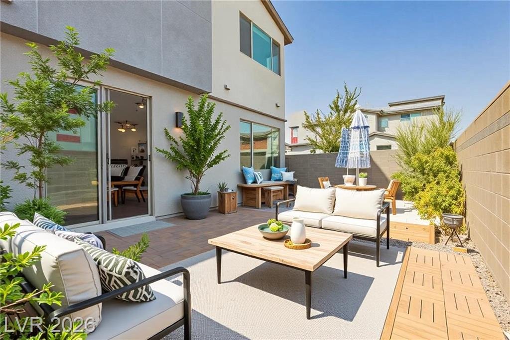 Patio of this Inspirada home in Henderson, Nevada