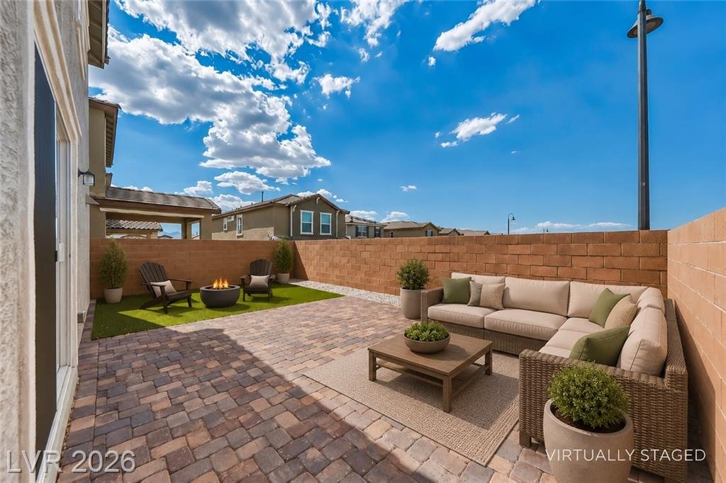 Patio of this Inspirada home in Henderson, Nevada