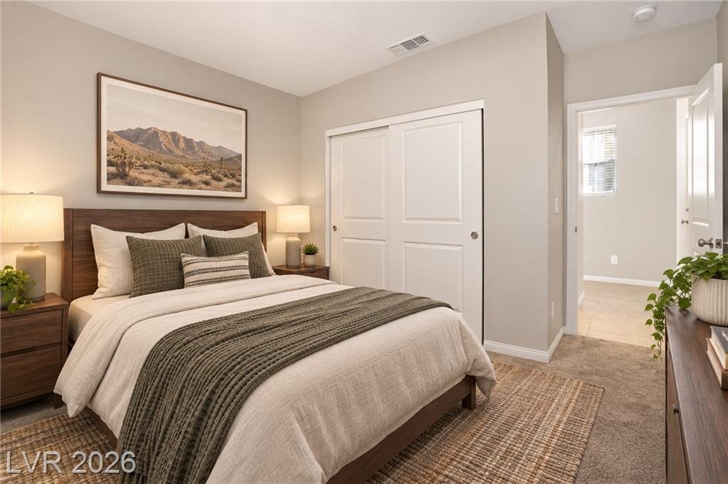 Bedroom of this Inspirada home in Henderson, Nevada