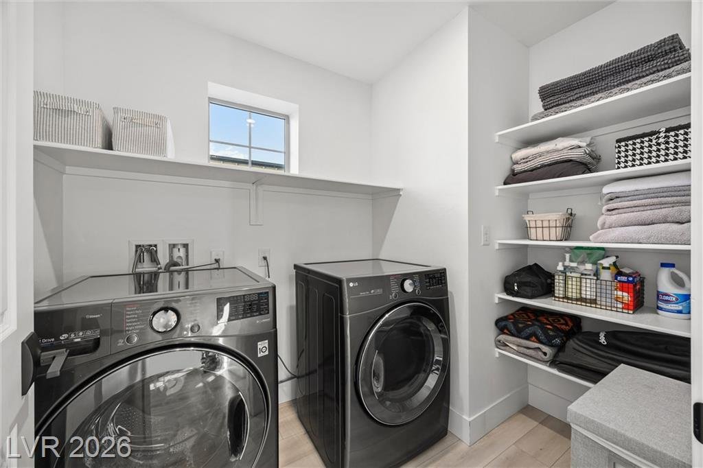 Laundry room at 2702 Marchetti Place with built-in shelving