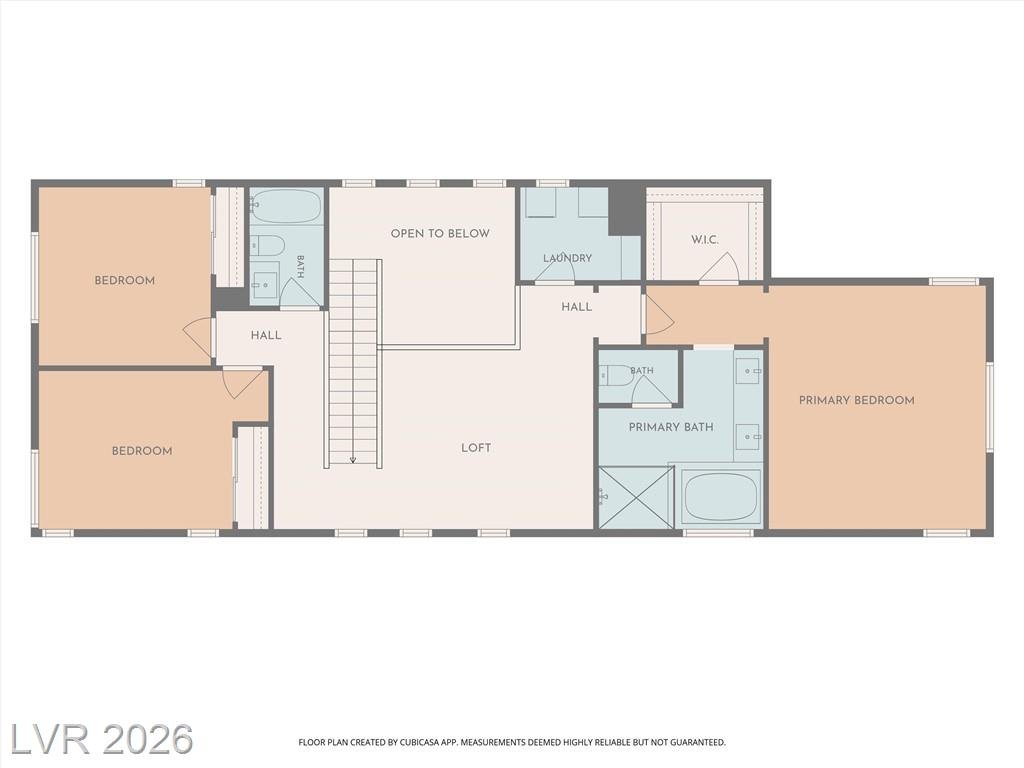 Second-floor plan with the loft and primary suite
