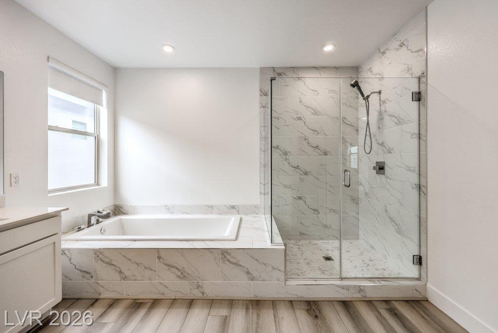 Primary Bath of this Inspirada home in Henderson, Nevada