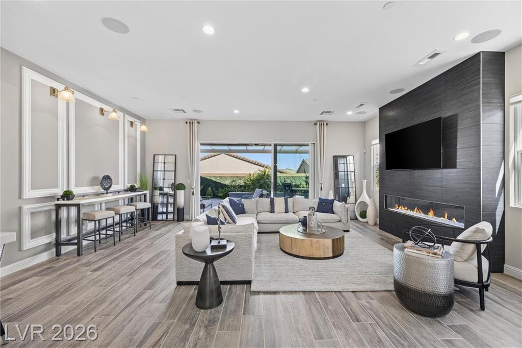 Great room with sliding doors to the covered patio
