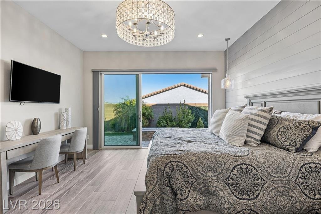 Primary bedroom at 3382 Spring Rock Avenue with a sliding door to the backyard