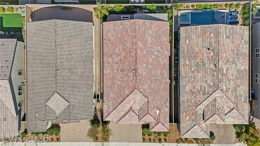 Overhead aerial of the lot and tile roof