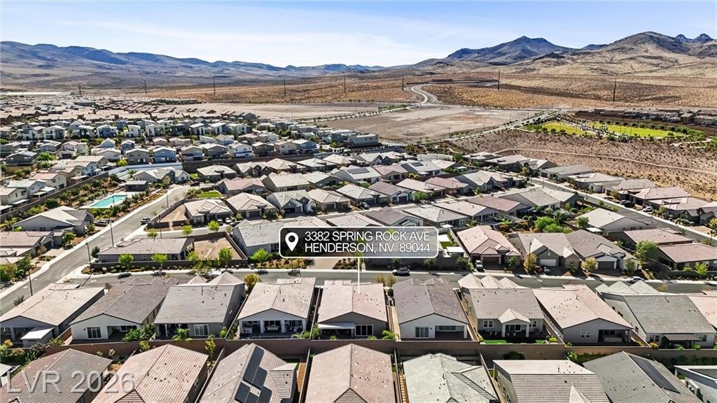 Aerial looking across the neighborhood toward the McCullough Range