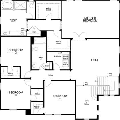 Floor plan for the 3,596 square foot plan at Terraces by KB Home in Inspirada, Henderson NV