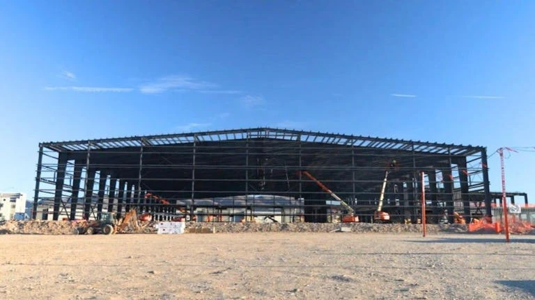 Steel structure construction at the West Henderson Fieldhouse near St. Rose Parkway and Maryland Parkway in Henderson NV