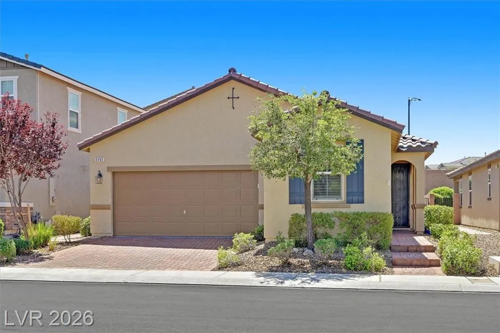 Front Exterior - 3193 Brescia Bank Ave Inspirada 3193 Brescia Bank Ave Henderson NV - Front Exterior with Paver Driveway | Inspirada Home for Sale