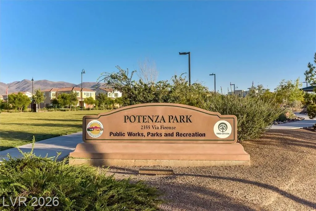 Potenza Park - 3193 Brescia Bank Ave Inspirada Potenza Park entrance sign at 2355 Via Firenze, community amenity near 3193 Brescia Bank Ave | Inspirada Home for Sale